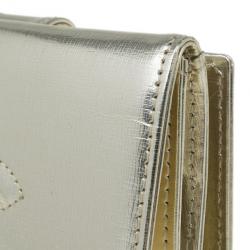 Pre Owned Chanel Gold Leather Compact Wallet