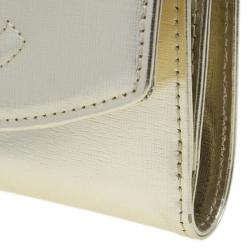 Pre Owned Chanel Gold Leather Compact Wallet