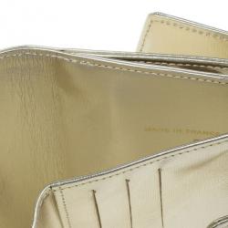 Pre Owned Chanel Gold Leather Compact Wallet