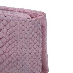 Pre Owned حقيبة كلتش شانيل جلد ثعبان وردي