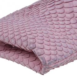 Pre Owned حقيبة كلتش شانيل جلد ثعبان وردي