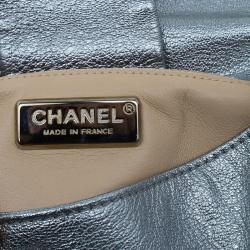 Chanel Silver Leather Jumbo Luxe Ligne Flap Bag