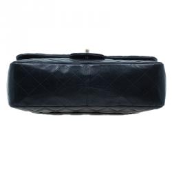 Pre Owned حقيبة يد شانيل جامبو سنغل بغطاء جلد عجل مبطن سوداء 