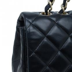 Pre Owned حقيبة يد شانيل جامبو سنغل بغطاء جلد عجل مبطن سوداء 