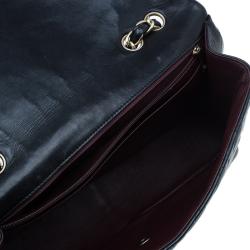 Pre Owned حقيبة يد شانيل جامبو سنغل بغطاء جلد عجل مبطن سوداء 