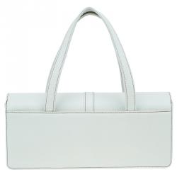 Pre Owned Chanel Off White Leather Double Pocket Satchel Bag