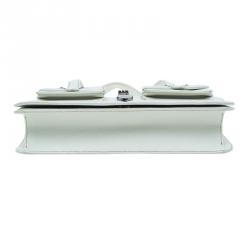 Pre Owned Chanel Off White Leather Double Pocket Satchel Bag