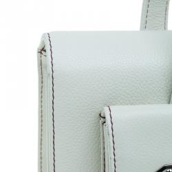 Pre Owned Chanel Off White Leather Double Pocket Satchel Bag