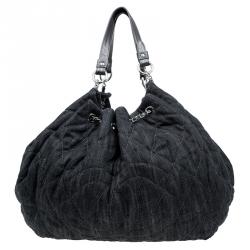 Chanel Black Denim XL Coco Cabas Spirit Hobo Bag Chanel