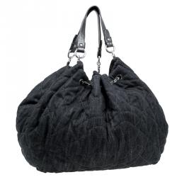 Pre Owned Chanel Black Denim XL Coco Cabas Spirit Hobo Bag