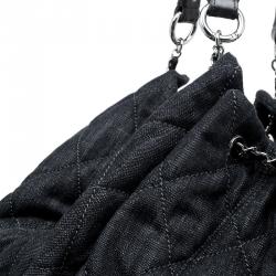 Pre Owned Chanel Black Denim XL Coco Cabas Spirit Hobo Bag