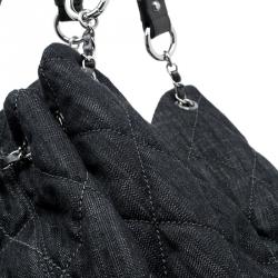 Pre Owned Chanel Black Denim XL Coco Cabas Spirit Hobo Bag