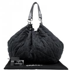 Pre Owned Chanel Black Denim XL Coco Cabas Spirit Hobo Bag
