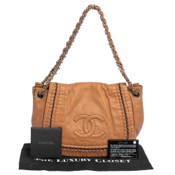 مملوكة مسبقًا Chanel Brown Leather Accordion Shoulder Bag