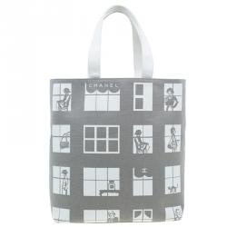 Chanel Grey Canvas Coco Window Tote