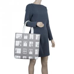 Chanel Grey Canvas Coco Window Tote