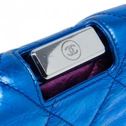 Pre Owned Chanel Metallic Tri Color Quilted Crackled Leather Pouch Flap Bag