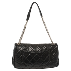 مملوكة مسبقًا Chanel Black Quilted Leather Icons Secret Label Flap Bag