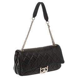 مملوكة مسبقًا Chanel Black Quilted Leather Icons Secret Label Flap Bag