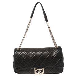 مملوكة مسبقًا Chanel Black Quilted Leather Icons Secret Label Flap Bag