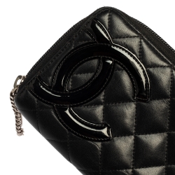 مملوكة مسبقًا Chanel Black Quilted Leather Ligne Cambon Zip Around Wallet