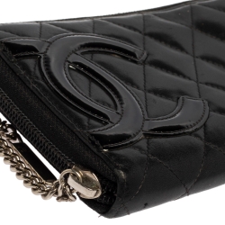 مملوكة مسبقًا Chanel Black Quilted Leather Ligne Cambon Zip Around Wallet
