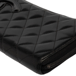 مملوكة مسبقًا Chanel Black Quilted Leather Ligne Cambon Zip Around Wallet