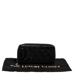 مملوكة مسبقًا Chanel Black Quilted Leather Ligne Cambon Zip Around Wallet