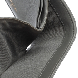 Pre Owned Chanel Grey Quilted Leather Boy Card Holder