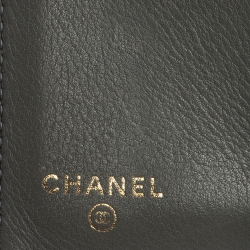 Pre Owned Chanel Grey Quilted Leather Boy Card Holder