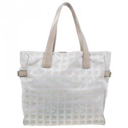 Chanel Beige Nylon Large Travel Ligne Tote Bag