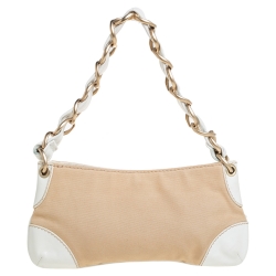 مملوكة مسبقًا Chanel Beige/White Canvas and Leather CC Olsen Bag