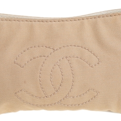 مملوكة مسبقًا Chanel Beige/White Canvas and Leather CC Olsen Bag