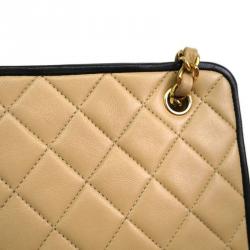 Chanel Beige Quilted Chain Tote