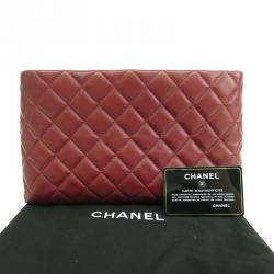 Chanel Red Lambskin Clasp Clutch