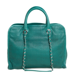Pre Owned Chanel Green Perforated Leather Up In The Air Tote 