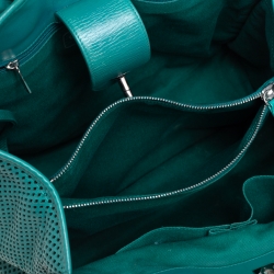 Pre Owned Chanel Green Perforated Leather Up In The Air Tote 