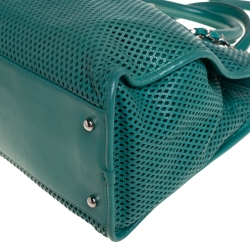 Pre Owned Chanel Green Perforated Leather Up In The Air Tote 