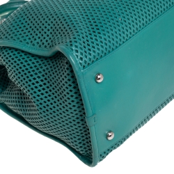 Pre Owned Chanel Green Perforated Leather Up In The Air Tote 