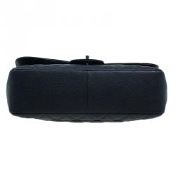 Pre Owned حقيبة يد شانيل جامبو كلاسيك سنجيل بغطاء جلد كافيارمبطن سوداء