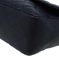 Pre Owned حقيبة يد شانيل جامبو كلاسيك سنجيل بغطاء جلد كافيارمبطن سوداء