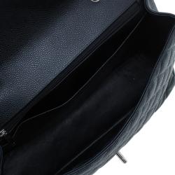 Pre Owned حقيبة يد شانيل جامبو كلاسيك سنجيل بغطاء جلد كافيارمبطن سوداء