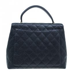 Pre Owned حقيبة يد شانيل كيلي فينتاج جلد كافيار أسود جامبو