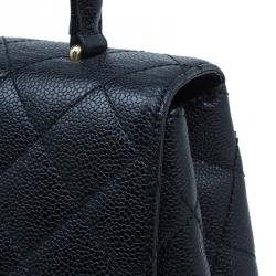 Pre Owned حقيبة يد شانيل كيلي فينتاج جلد كافيار أسود جامبو