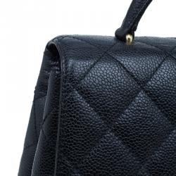 Pre Owned حقيبة يد شانيل كيلي فينتاج جلد كافيار أسود جامبو