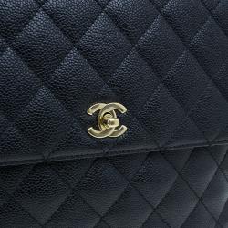 Pre Owned حقيبة يد شانيل كيلي فينتاج جلد كافيار أسود جامبو