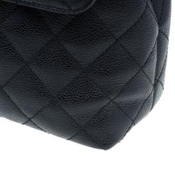 Pre Owned حقيبة يد شانيل كي لي فينتاج جلد كافيار أسود جامبو