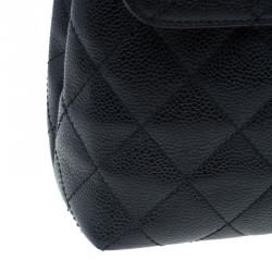 Pre Owned حقيبة يد شانيل كيلي فينتاج جلد كافيار أسود جامبو