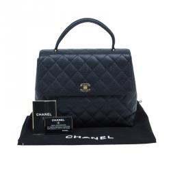 Pre Owned حقيبة يد شانيل كيلي فينتاج جلد كافيار أسود جامبو