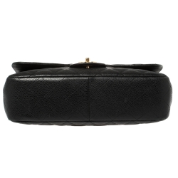 مملوكة مسبقًا Chanel Black Quilted Caviar Leather Jumbo Classic Single Flap Bag